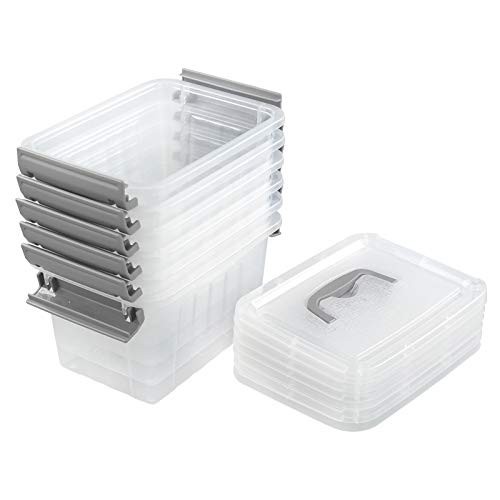 3.5 Quart Clear Storage Bins - Stackable Plastic Containers with Lids & Handles,
