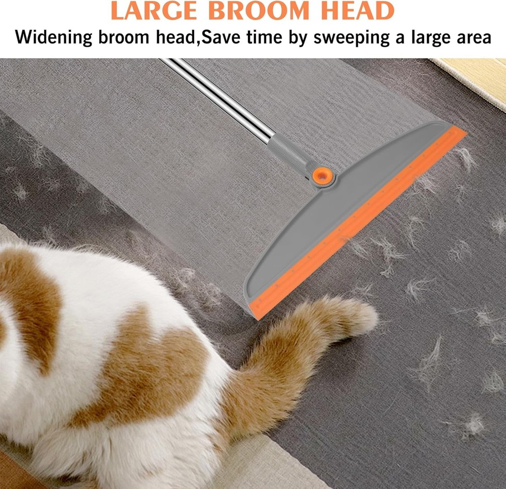 Multifunction Magic Broom, 54 Inch Adjustable Long Handle Gray Orange