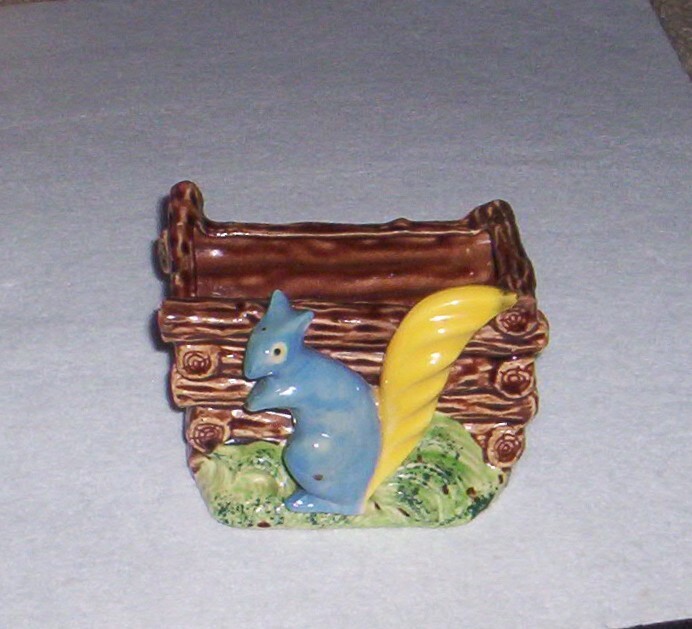 Occupied Japan  Squirrel And Wood Log Planter