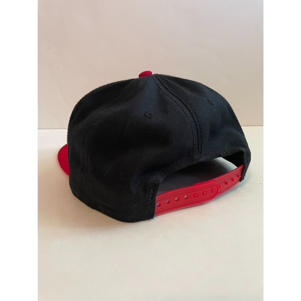 Marvel Deadpool Icon Snapback Hat Adjustable Black Hat Red Brim