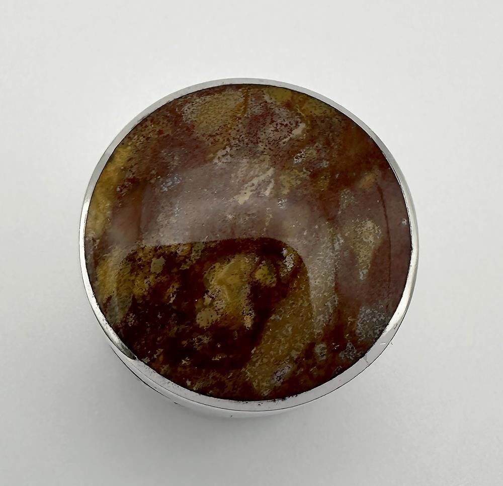 MODERN HARDSTONE STERLING SILVER PILL BOX SHEFFIELD 1998 DAVID SCOTT-WALKER