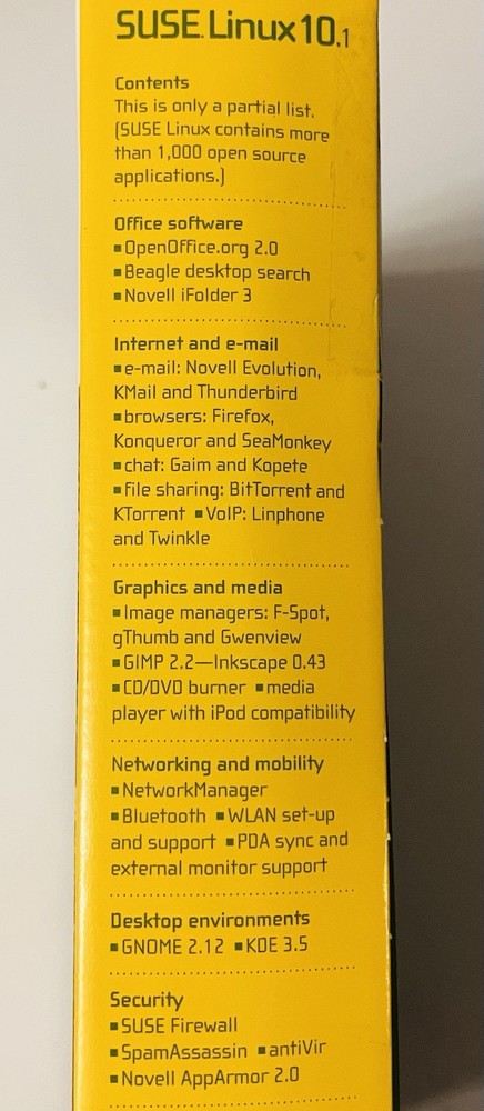 SUSE Linux 10.1 Strong Encryption Box Set 7-Disc CD/DVD + Manual Novell Complete