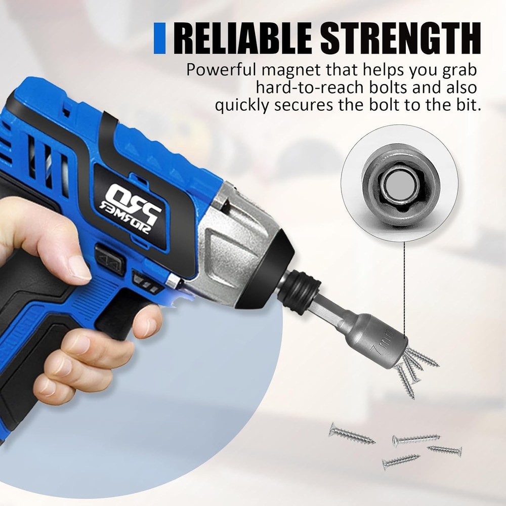 2 Pcs Hex Nut Driver Bits 10mm, 1/4" Hex Shank Quick-Change Power Nut Driver for