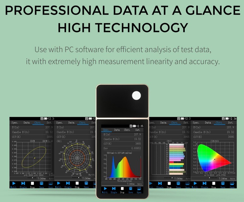 Handheld Spectrometer with Range 380-780nm Real-time Sampling Measurement