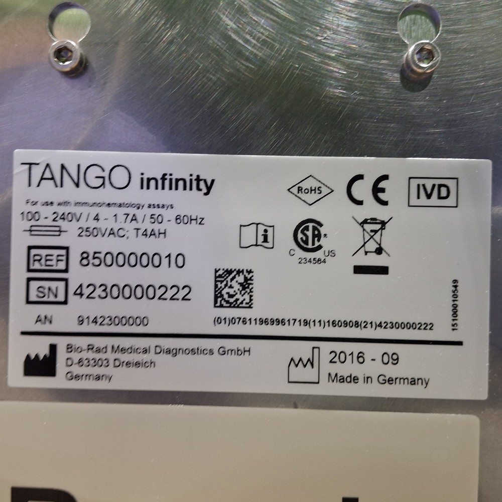 Bio-Rad Tango Infinity Immunohematology Analyzer