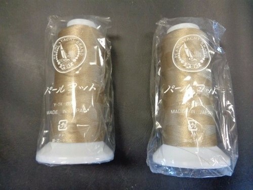 PEARL YACHT PAIR (2) POLYESTER SEWING MACHINE THREAD SPOOL GOLD
