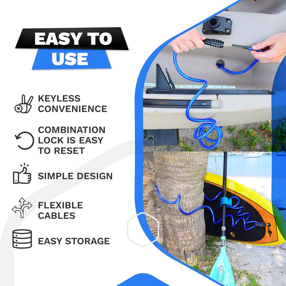 DocksLocks Weatherproof Coiled Security Cable Lock (5ft to 25ft 10ft, Black