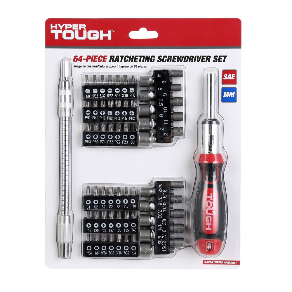 Hyper Tough 64 Piece Multi-Type Screwdriver Set