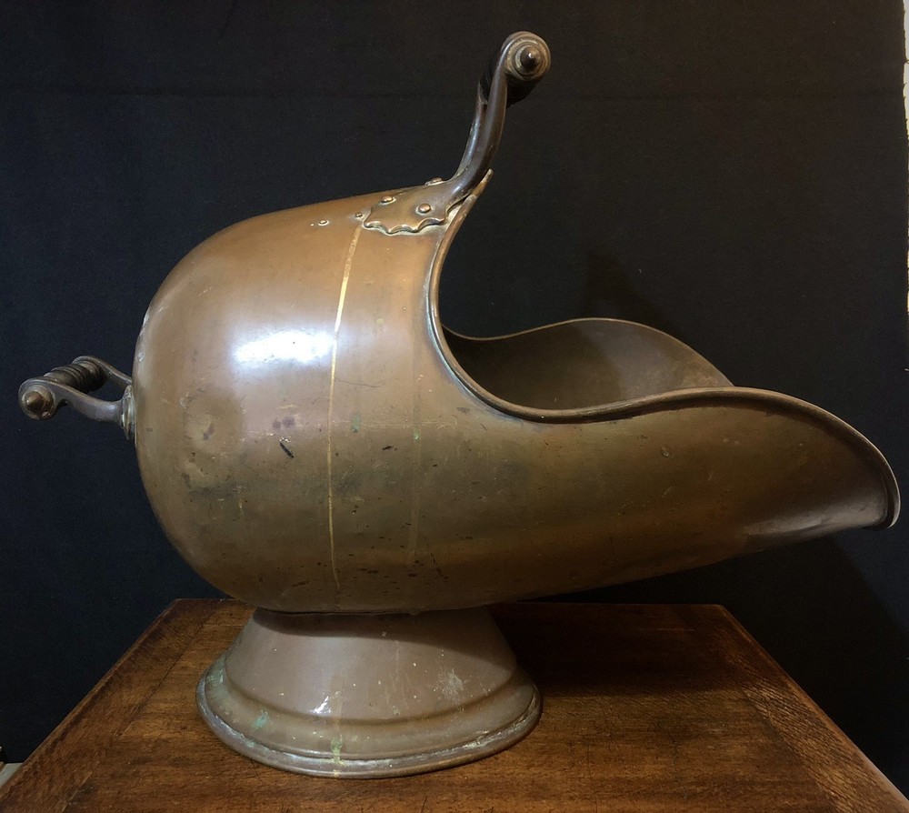 Large Victorian Brass Helmet Coal Scuttle