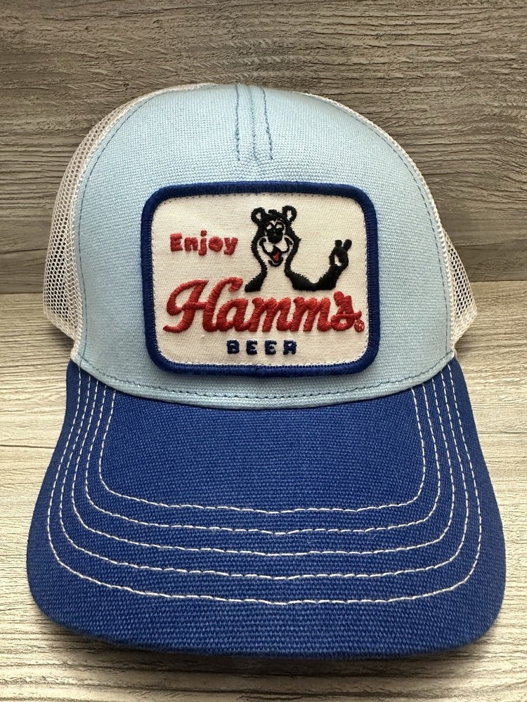 Hamm's Bear Patch Trucker Hat Blue American Needle Hat