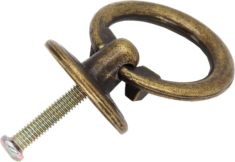 8Pcs Antique Vintage Drawer Cupboard Drop Ring Knobs Pulls, Bronze, Single Hole