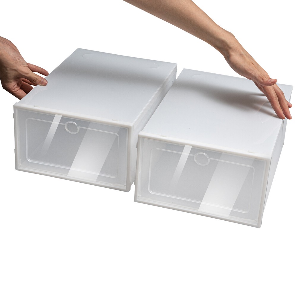 24 Pack Shoe Organizer Stackable Foldable Shoe Rack Clear Plastic Box Container
