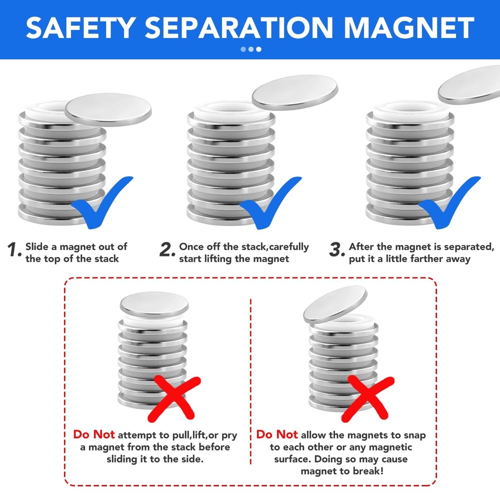 Super Strong Neodymium Disc Magnets with Double-Sided Adhesive, Powerful Permane
