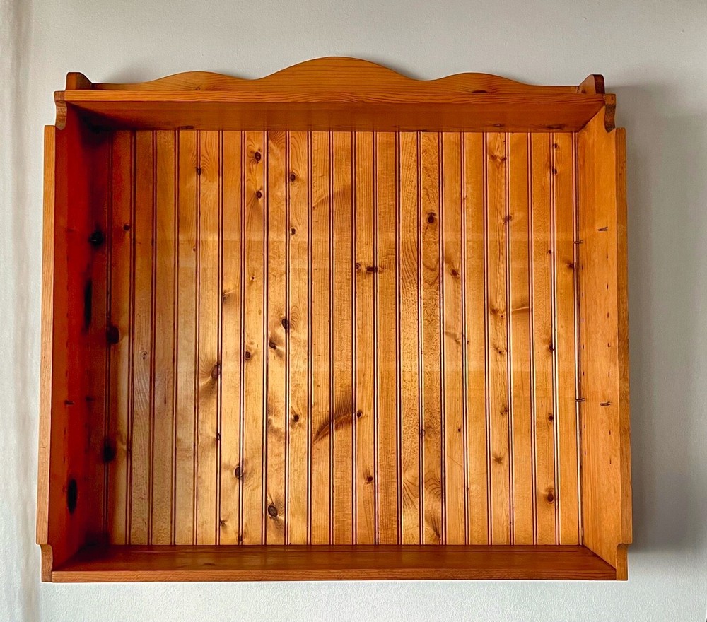 Solid Pine 2 Shelf Custom Case Circa 1980 Hang on Wall Display China, Photos...