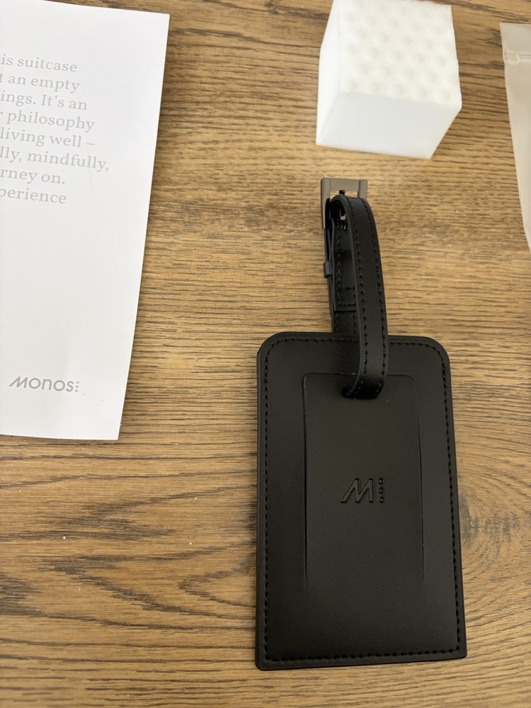 Monos Luggage Tag Black Leather Adjustable Strap