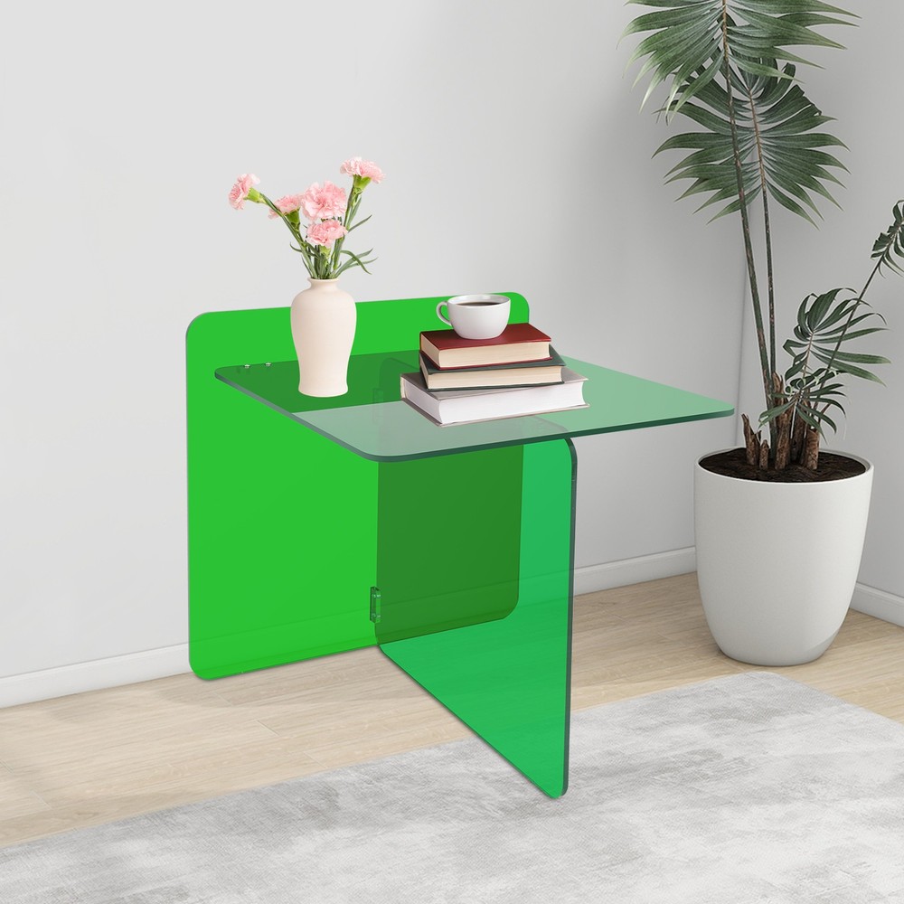 Acrylic Side Table, End Table, Free Standing Green Modern Bedside Table