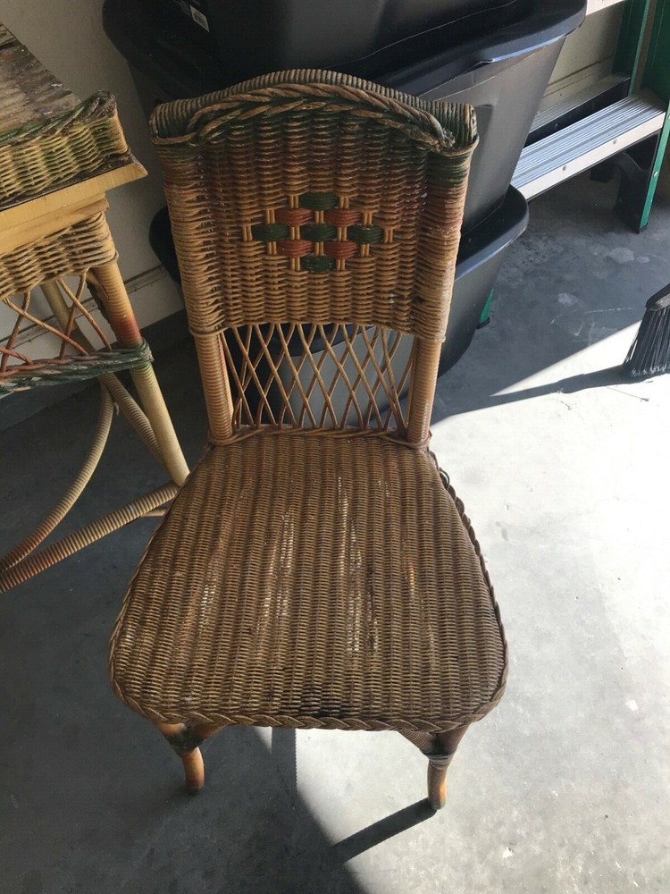 antique rattan desk