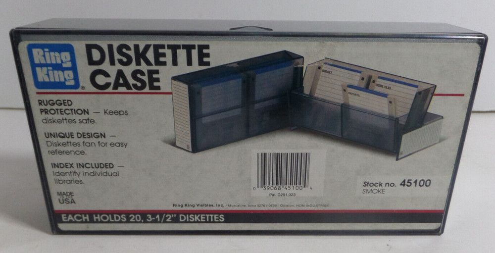 Ring King Diskette Case holds 20 3.5" disks