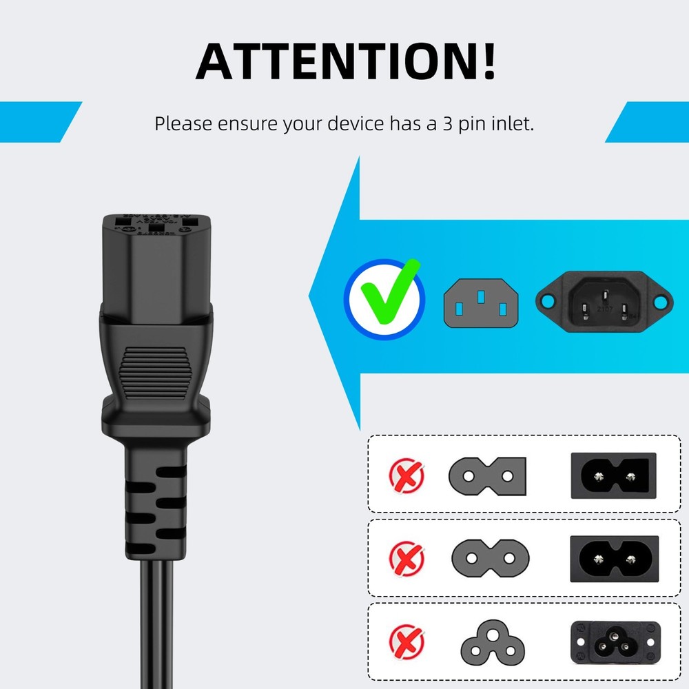 AC Power Cord for EcoFlow Delta 3 Delta 3 Plus