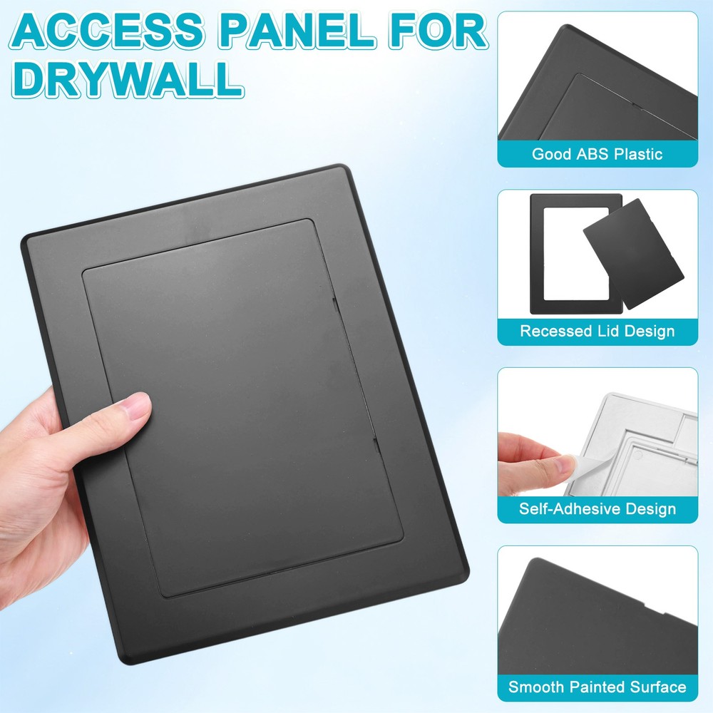 2-Pack Access Panel for Drywall, 7x5" Plastic Removable [Black, Rectangle]