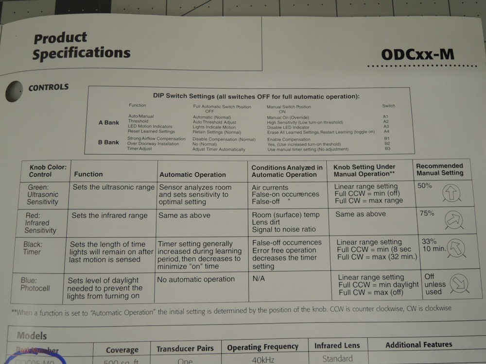 LEVITON ODC05-M0W MULTI-TECH CEILING MOUNT OCCUPANCY SENSOR, 500-SQFT, 24-VDC