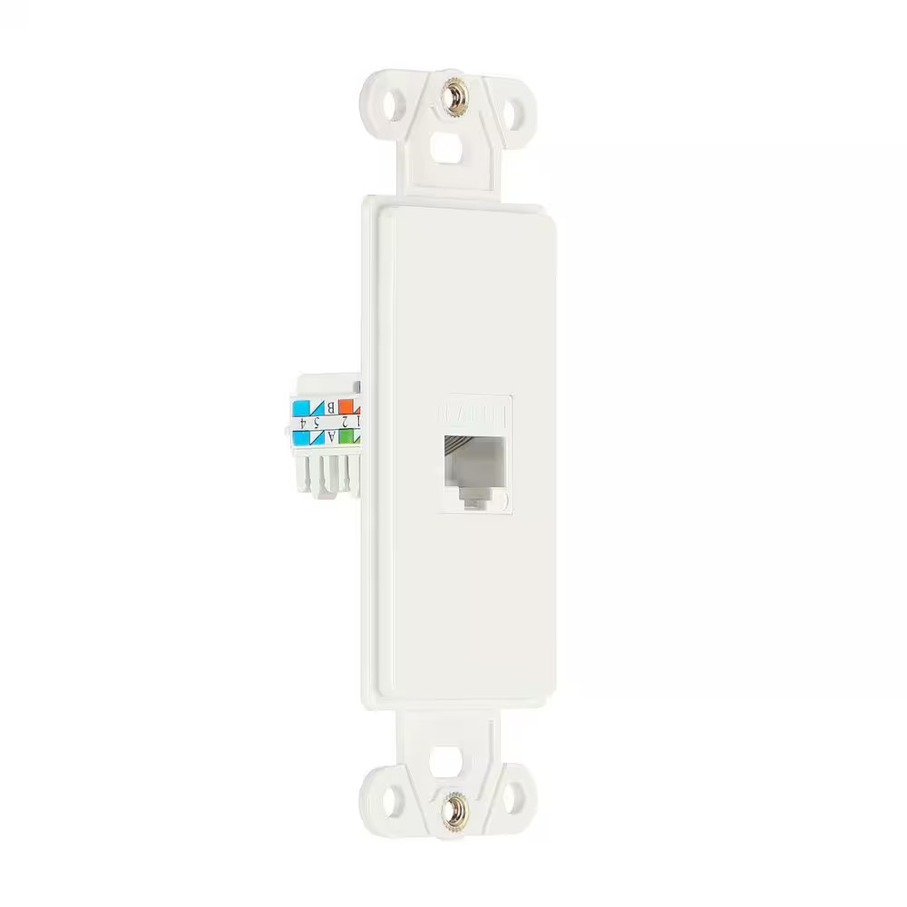1-Gang Ethernet Plastic Wall Plate Insert, White