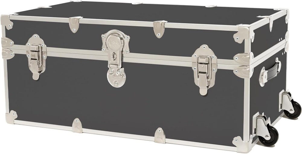 Large Armor Camp Trunk W/ Removeable Wheels Secure Dorm Storage Chest Ideal