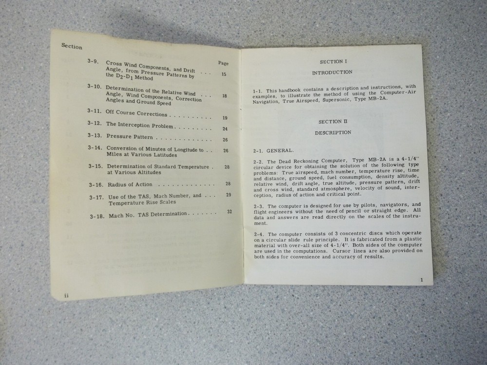 Airforce Type MB-2A Air Navigation True Air Speed Computer Slide-Rule and case