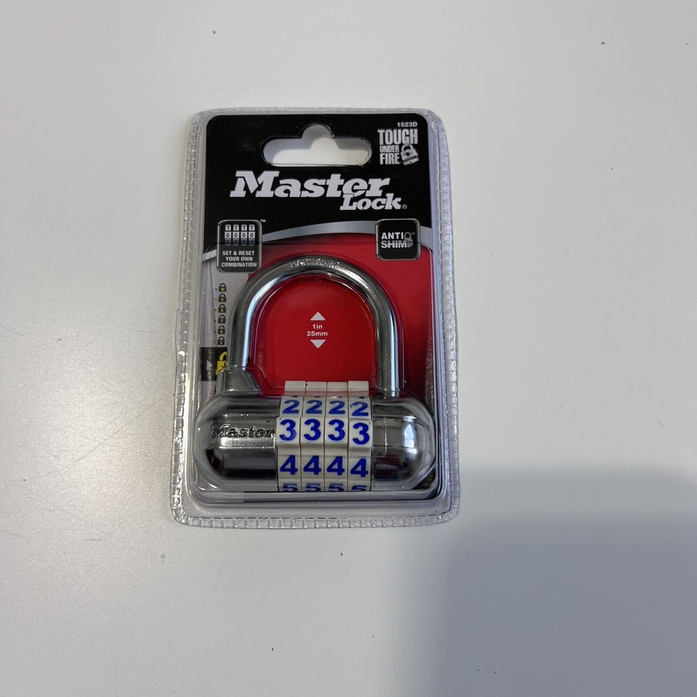 Master Lock Padlock 1523D 4-Digit Combination Number Lock - Blue