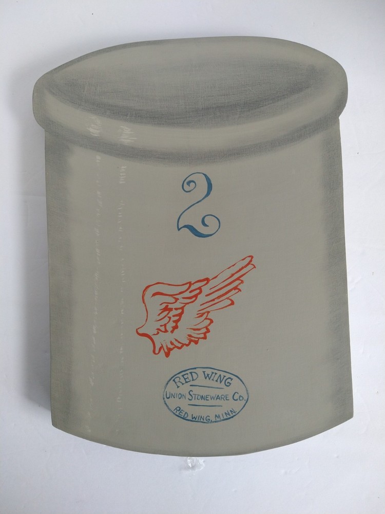 Solid Maple Hand Painted Red Wing Crock Wall Hanger or Cutting Board