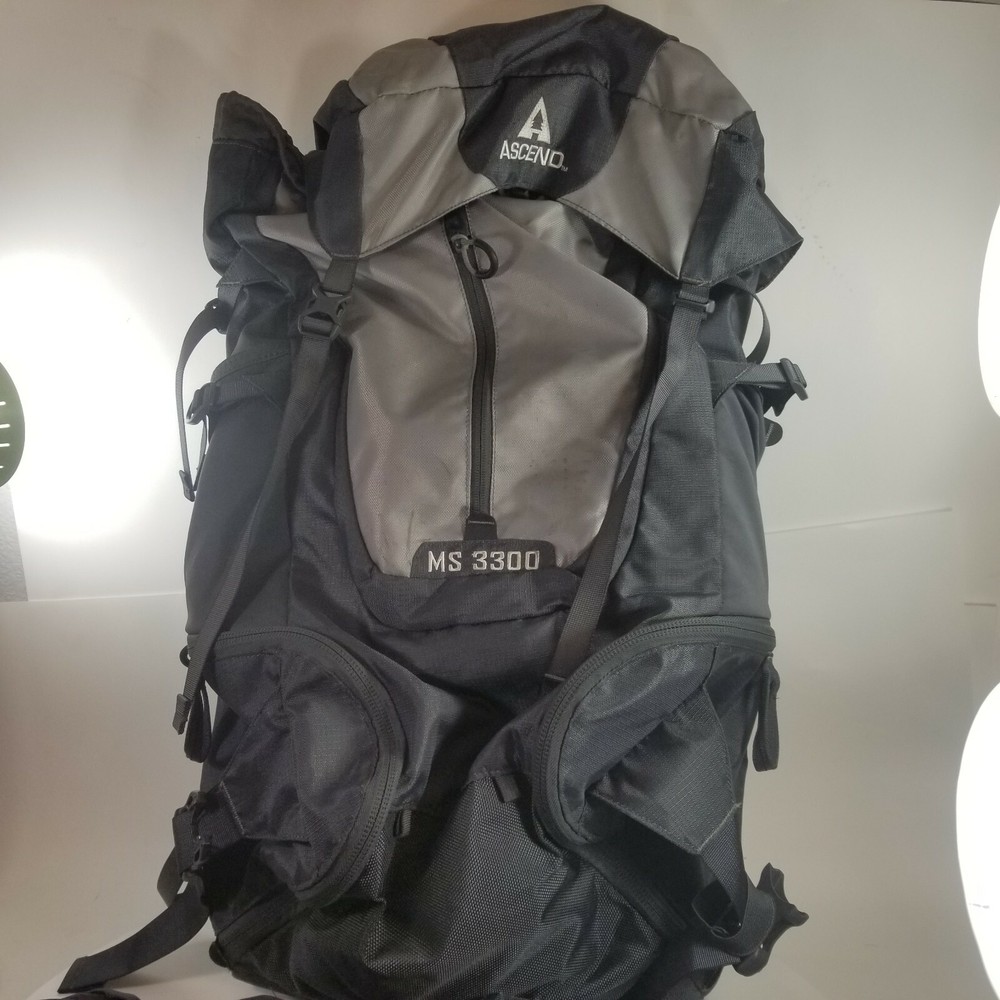 Auth ASCEND MS3300 Grey Nylon Hydration Hiking Trail Pack Backpack