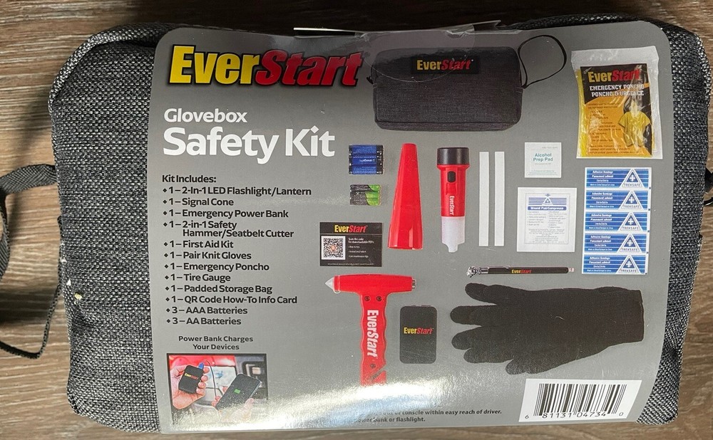 EverStart Roadside Safety Kit Multi Functional Roadside Emergency Kit Glovebox