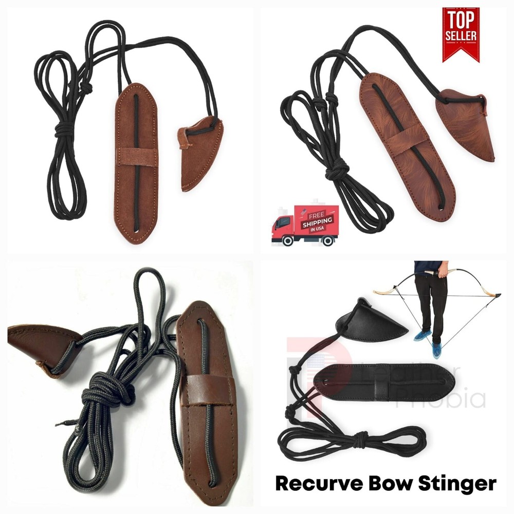 Traditional 4 Leather Bow Stringer  Archery Bowstring Recurve Longbow Tool Rope
