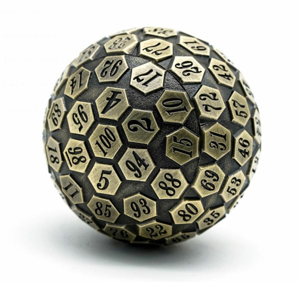 Electrum Solid Metal d100 Poly RPG DnD Dungeons Dragons Pathfinder d20 AD&D B