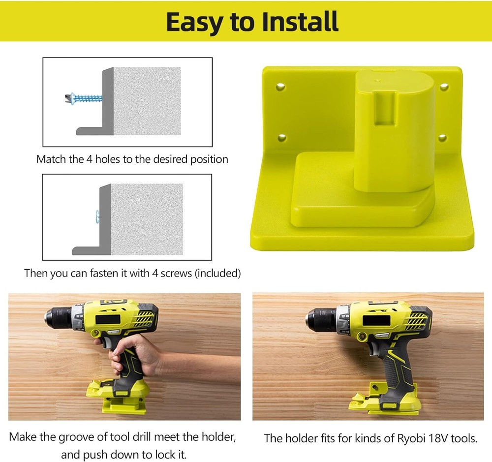 5 Packs Tool Holder Dock Mount for Ryobi 18V Drill Tools Holder Hanger