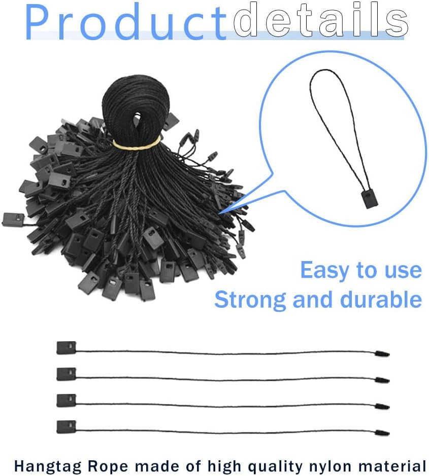 1000Pcs Hang Tag String Nylon Snap Lock Pin Loop Fastener Hook Ties Tag Strings