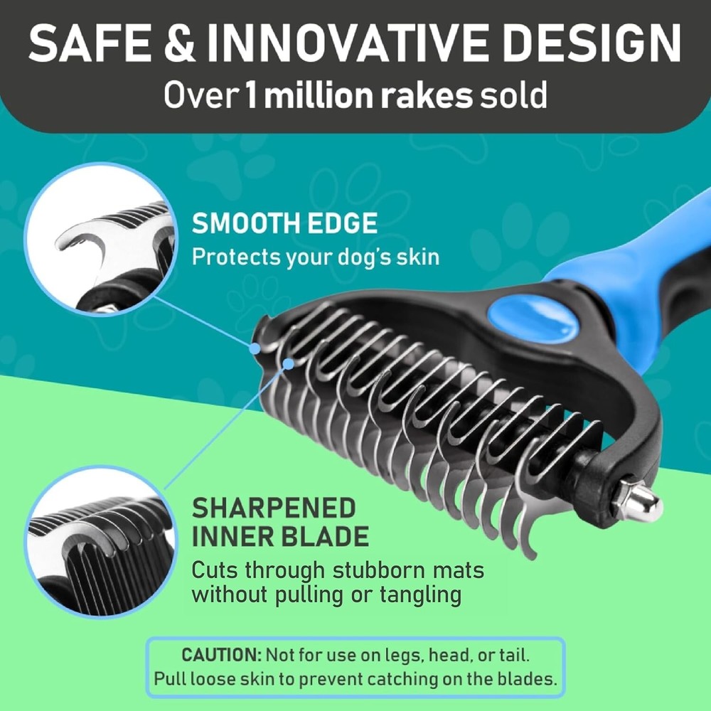Double-Sided Grooming Rake/Deshading Undercoat Brush for Pets, Maxpower🐕