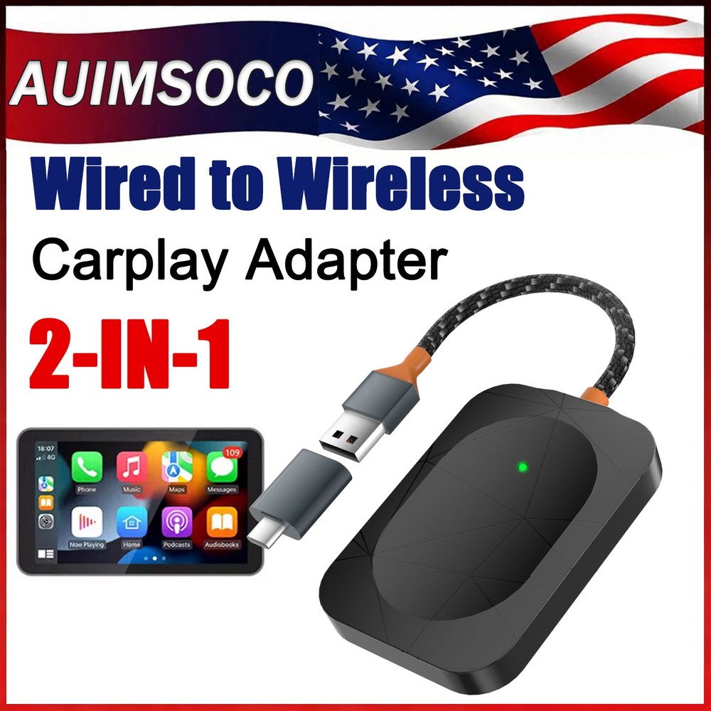 Wireless CarPlay Adapter for Apple iPhone & Android Auto USB Adapter Plug & Play