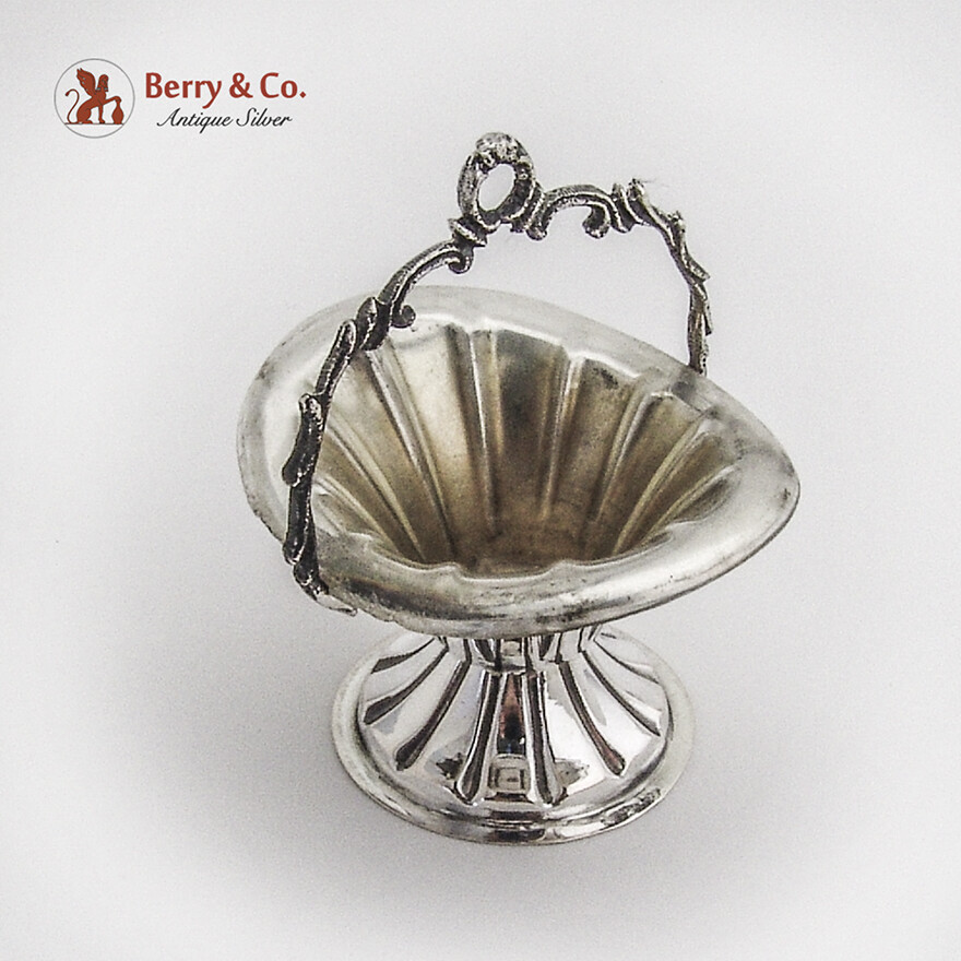 Basket Form Open Salt Cast Handle Continental European 800 Silver