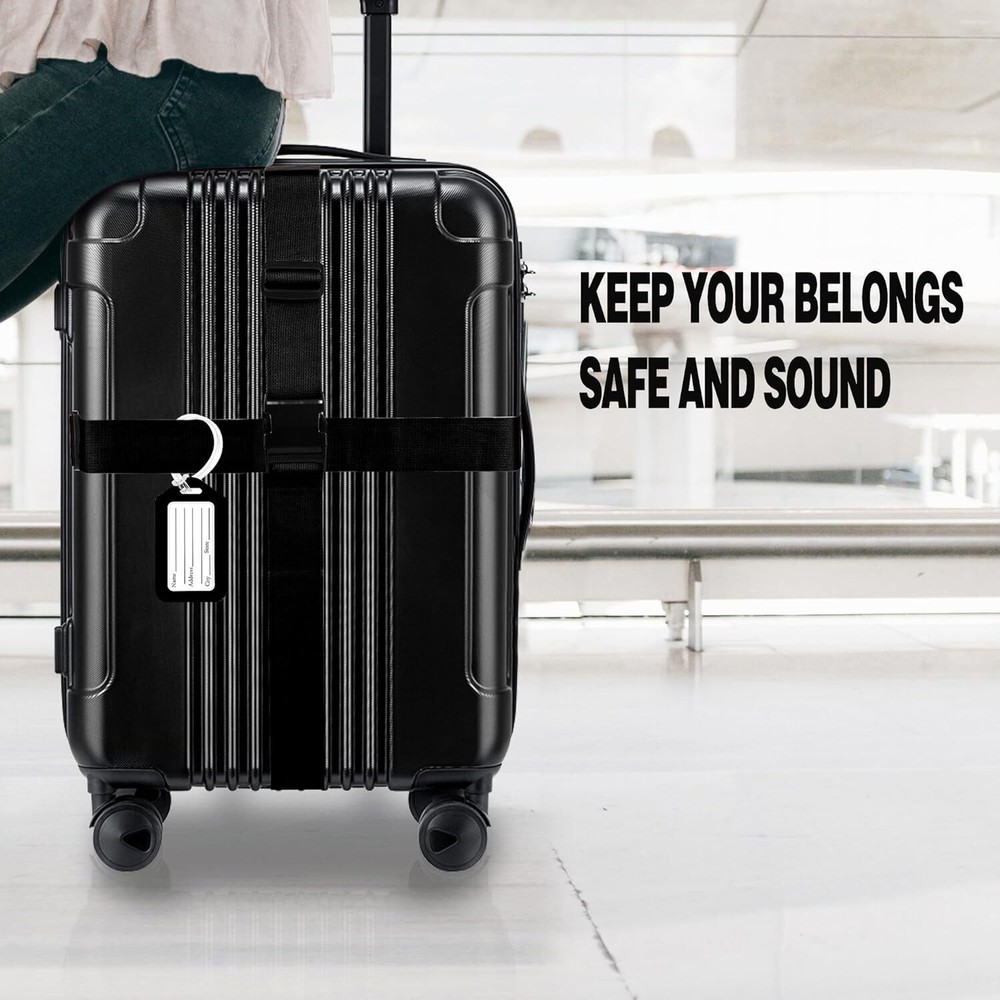 4 Pack Luggage Straps & Tags, for Suitcases 01 Black