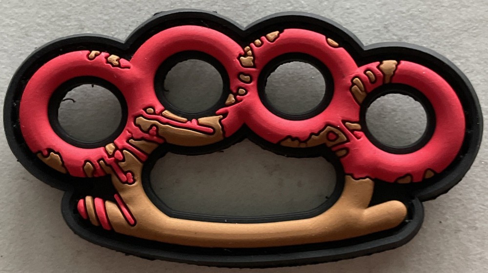 *NEW* BRASS KNUCKLES PATCH PVC RUBBER HOOK BACKING