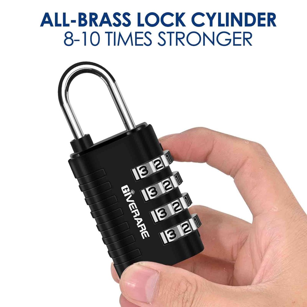 4 Pack Combination Lock, 4-Digit Padlock Keyless, Resettable 2black2silver