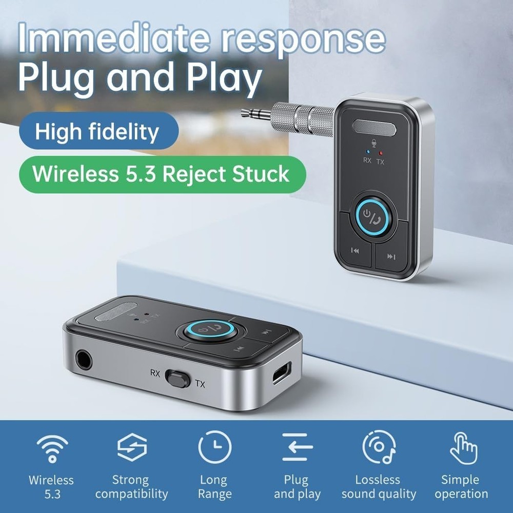 Bluetooth Transmitter Receiver, 2-in-1 Wireless Transmitter, Bluetooth Receiver