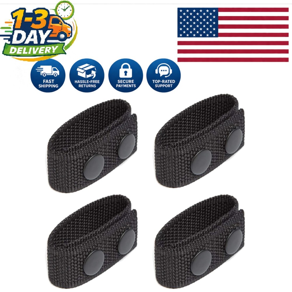 Duty Belt Keeper with Double Snaps - Black 4 Pack for Tactical Security