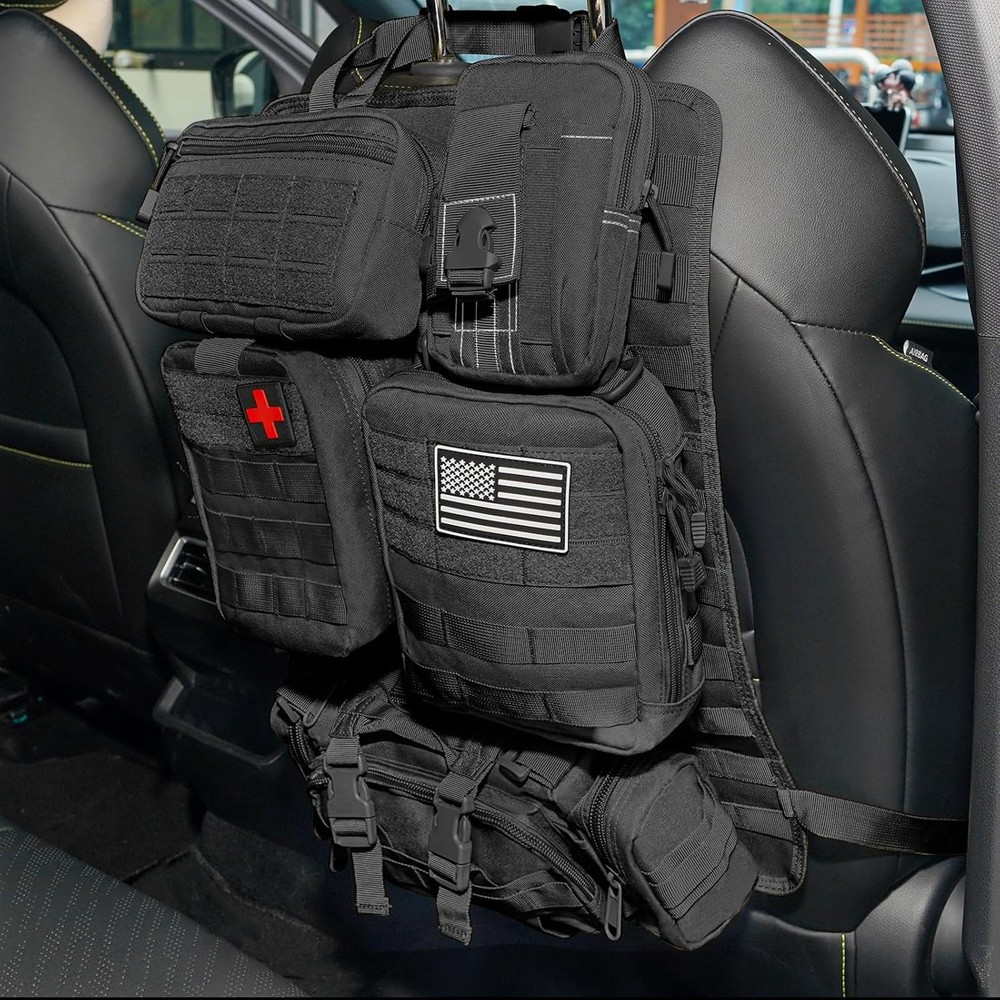 Tactical Car Seat Back Organizer Bag - Black-Regular, Black-Regular