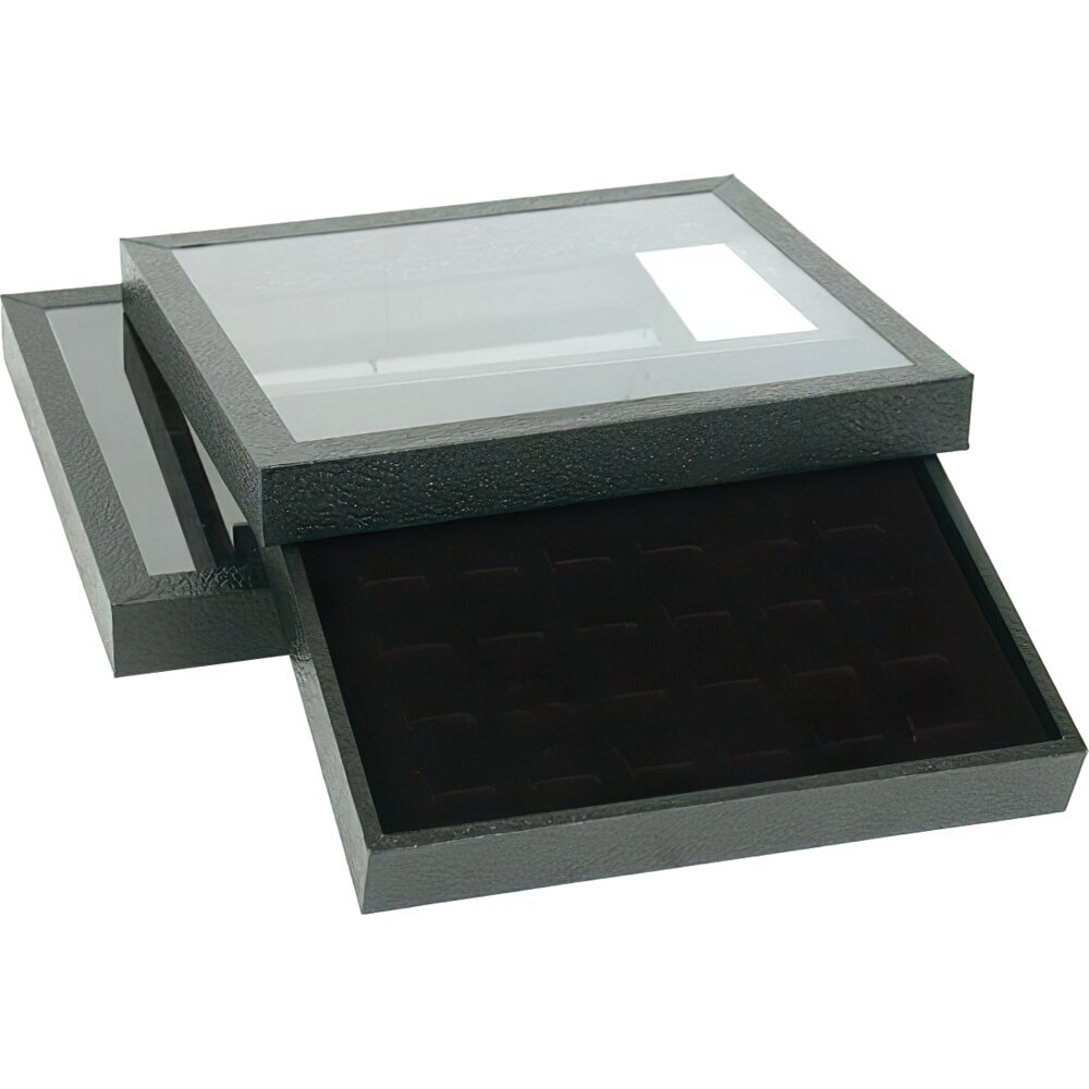 2 36 Slot Black Ring Display & Acrylic Lid Case