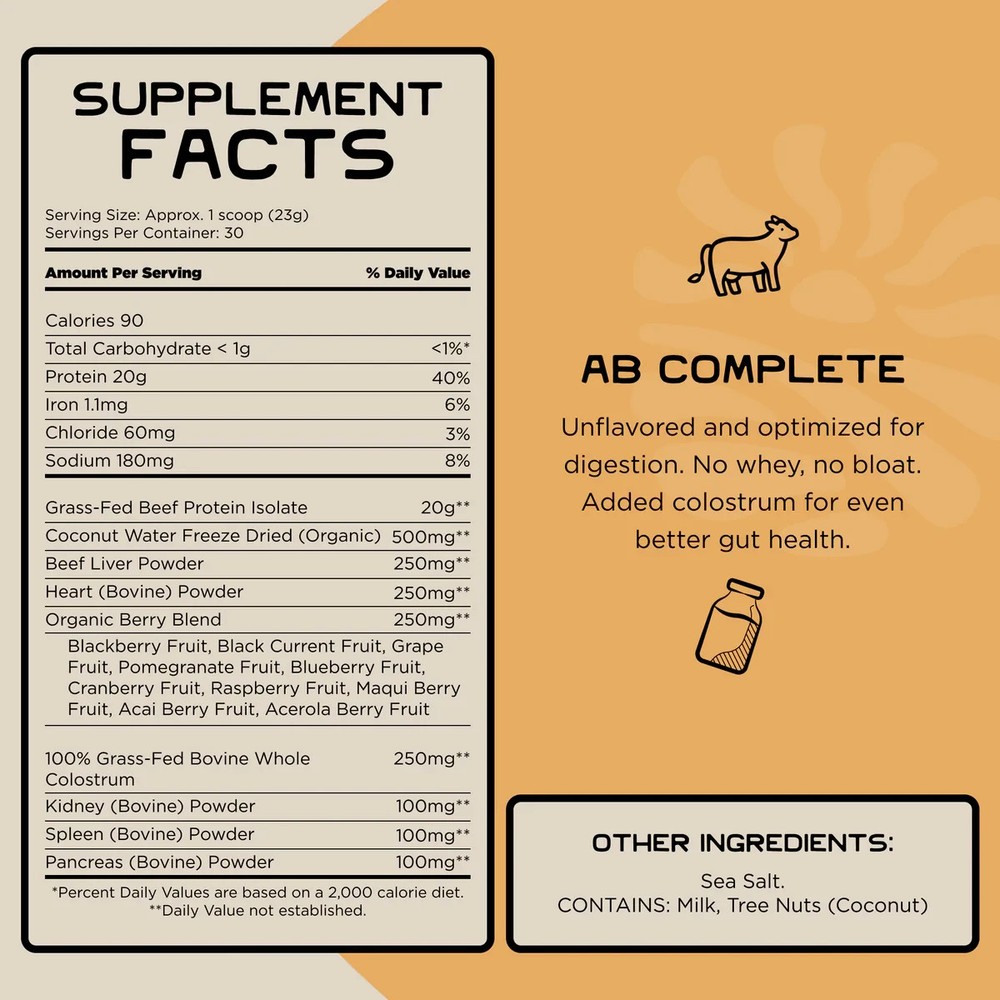 Lineage Provisions Animal Based Complete Protein Powder - 30 Servings