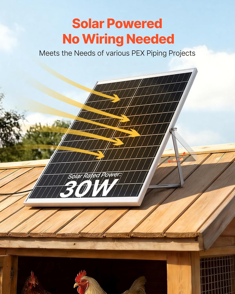 Solar Powered Fan, 30W Solar Panel with 2 Fans, Adjustable Solar Panel Angle, 26