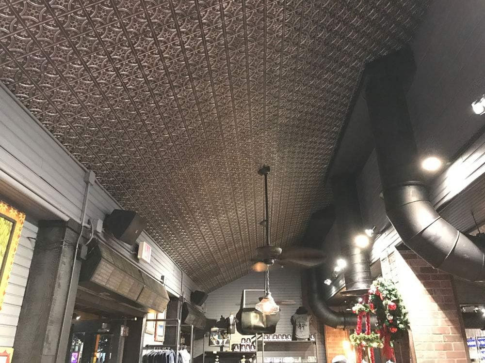 Antique Silver Gothic PVC Ceiling Tiles - 25 Pack, 100 Sq.Ft Coverage