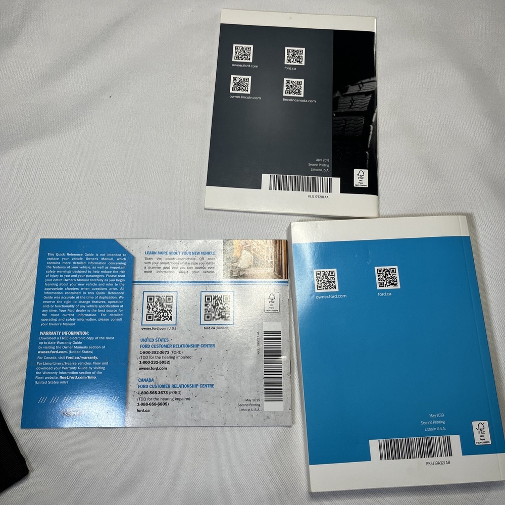 OEM 2019 Ford Transit Owner's Manual Set w/ Case, Quick Reference, & Tire Guide